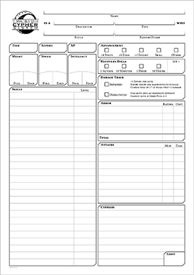Thumbnail: mrkwnzl's Cypher System Character Sheet