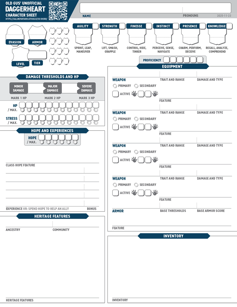 Thumbnail: Daggerheart Character Sheet